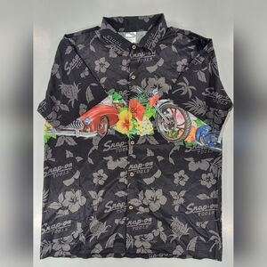 NEW Snap-on Tools Shirt Mens XL Black Hawaiian Car Motorcycle Floral Button Up